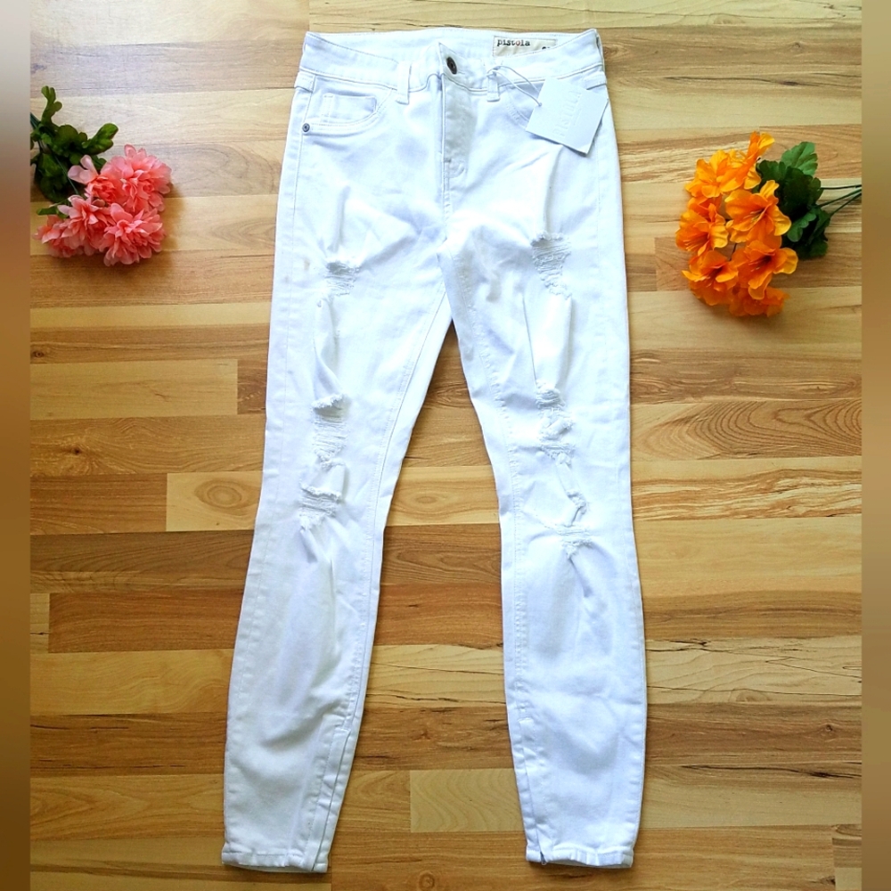 Today ONLY! $20 Pistola Distressed Skinny Jeans White Eggshell